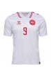 Danmark Rasmus Hojlund #9 Fotballdrakt Borte Klær EM 2024 Korte ermer